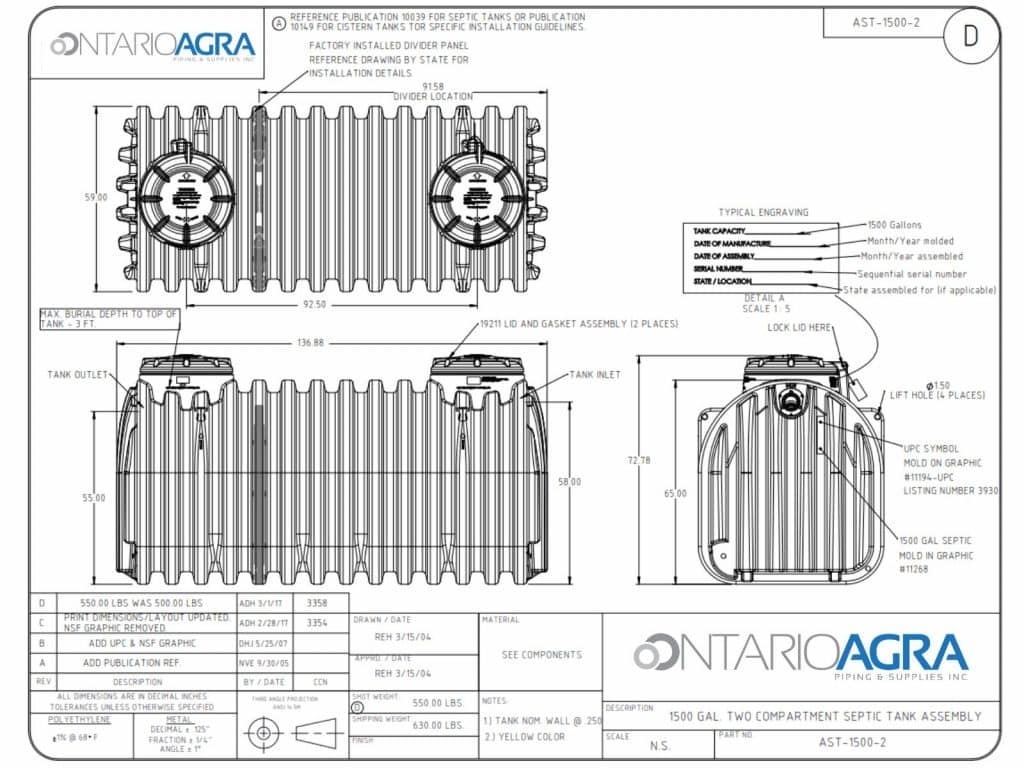 AST-1500-2 1500 USG Septic Tank