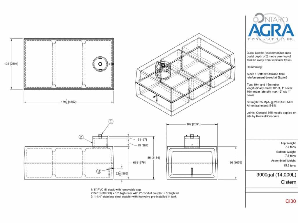 3000 Gallon Concrete Cistern