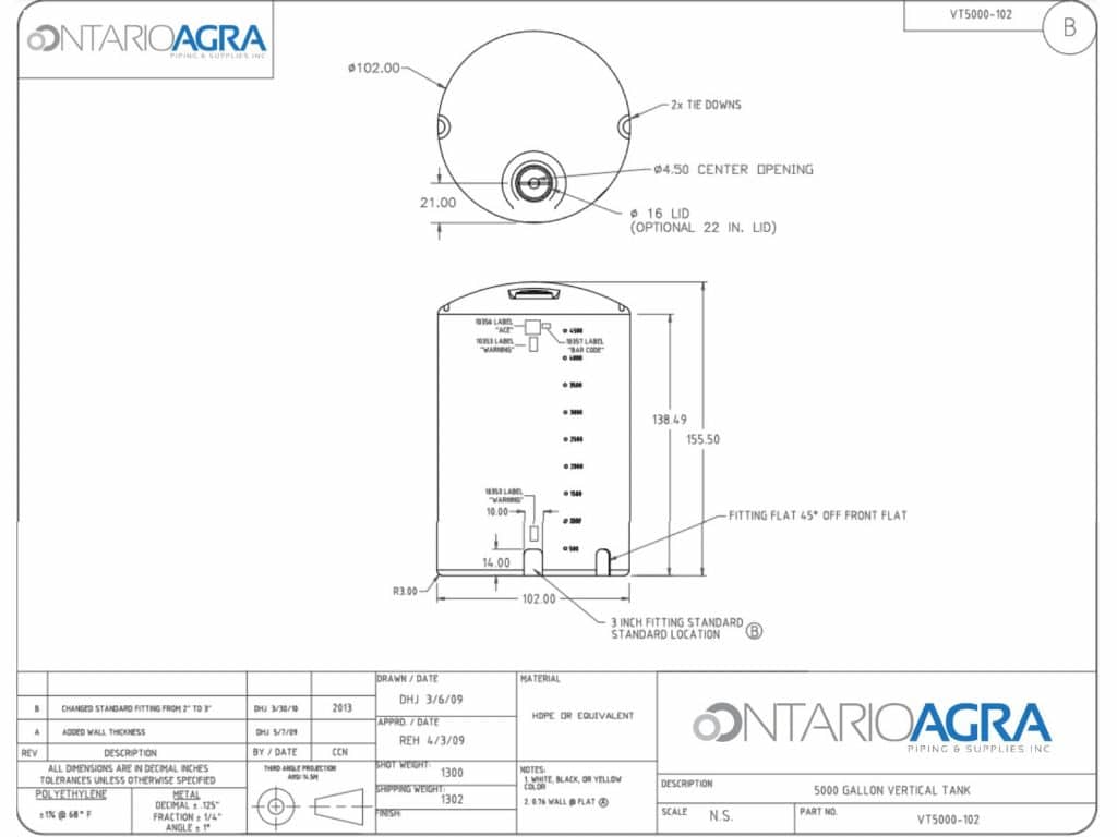 5000 USG Vertical Tank